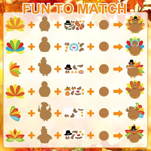 6 PCS Turkey Coaster Craft Kits, Thanksgiving DIY Crafts Table Favors, Make Your Own Turkey Craft for Party Favors Supplies (Ripe) in Saudi Arabia