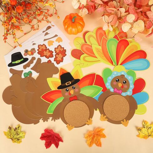 6 PCS Turkey Coaster Craft Kits, Thanksgiving DIY Crafts Table Favors, Make Your Own Turkey Craft for Party Favors Supplies (Ripe) in Saudi Arabia