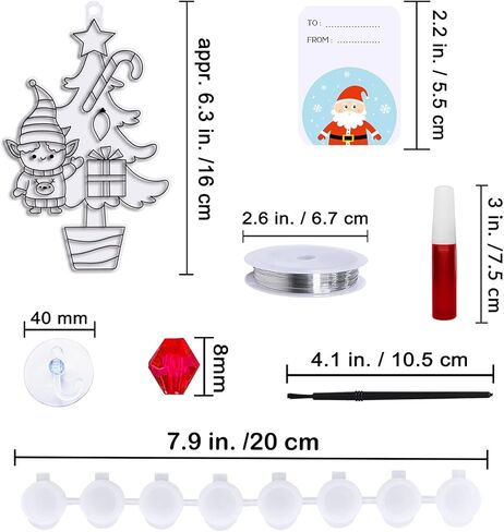 Winlyn 24 Sets Potted Christmas Tree Suncatchers Ornaments Decorations DIY Window Paint Art Suncatchers Winter Crafts Painting Kits for Kids Classroom Activities Art Project Party Favors in Saudi Arabia