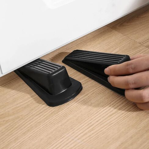 2PCS Door Stoppers, Door Stoppers for Bottom of Door, Heavy Duty Doorstop for Home Office Dorm Classroom Garage Stackable on Bottom of on Tile, Concrete, Carpet(Black) in Saudi Arabia