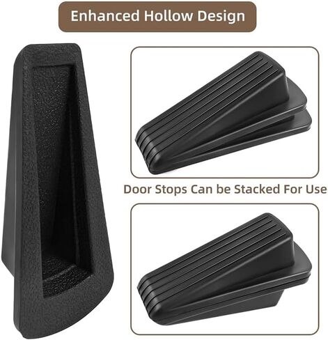 2PCS Door Stoppers, Door Stoppers for Bottom of Door, Heavy Duty Doorstop for Home Office Dorm Classroom Garage Stackable on Bottom of on Tile, Concrete, Carpet(Black) in Saudi Arabia