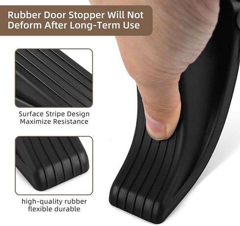 2PCS Door Stoppers, Door Stoppers for Bottom of Door, Heavy Duty Doorstop for Home Office Dorm Classroom Garage Stackable on Bottom of on Tile, Concrete, Carpet(Black) in Saudi Arabia