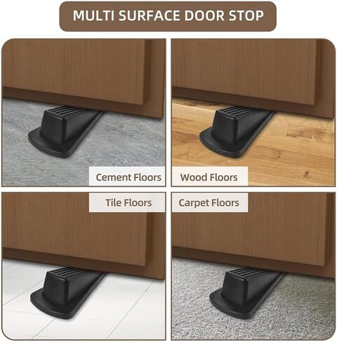 2PCS Door Stoppers, Door Stoppers for Bottom of Door, Heavy Duty Doorstop for Home Office Dorm Classroom Garage Stackable on Bottom of on Tile, Concrete, Carpet(Black) in Saudi Arabia