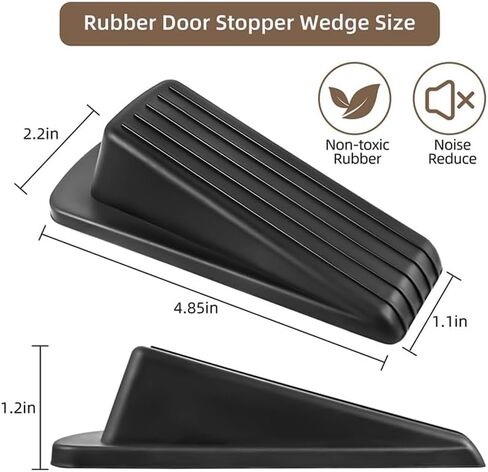 2PCS Door Stoppers, Door Stoppers for Bottom of Door, Heavy Duty Doorstop for Home Office Dorm Classroom Garage Stackable on Bottom of on Tile, Concrete, Carpet(Black) in Saudi Arabia