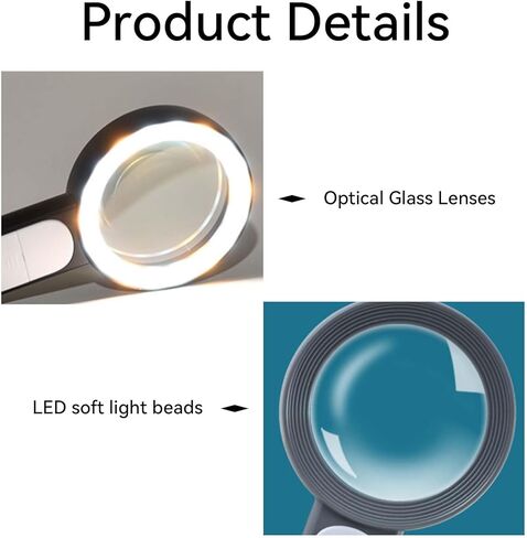 Magnifying Glass with Light, 30X Handheld Large 18LED Cold and Warm Light with 3 Modes in Saudi Arabia