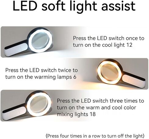 Magnifying Glass with Light, 30X Handheld Large 18LED Cold and Warm Light with 3 Modes in Saudi Arabia