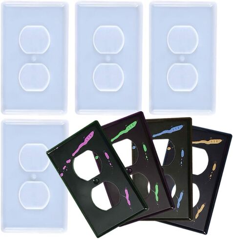 4 قطع غطاء مفتاح منفذ الضوء قالب الراتنج، لوحة المقبس قالب من السيليكون قالب صب ديكور لصناعة الحرف اليدوية in Kuwait