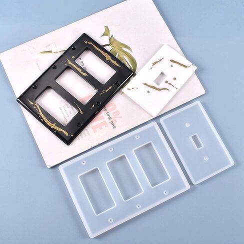 4 قطع غطاء مفتاح منفذ الضوء قالب الراتنج، لوحة المقبس قالب من السيليكون قالب صب ديكور لصناعة الحرف اليدوية in Kuwait