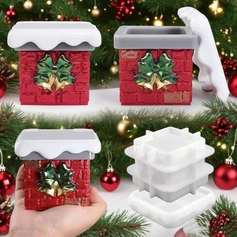 قالب راتنج جرة الثلج مع غطاء، قوالب راتنجات الايبوكسي لعيد الميلاد من السيليكون لصندوق التخزين، حامل الشموع، حاوية المجوهرات in Kuwait