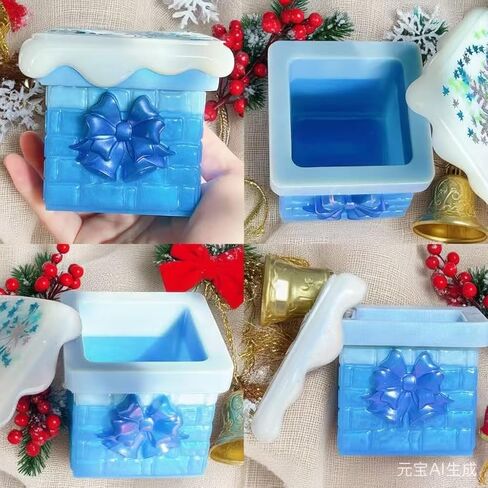 قالب راتنج جرة الثلج مع غطاء، قوالب راتنجات الايبوكسي لعيد الميلاد من السيليكون لصندوق التخزين، حامل الشموع، حاوية المجوهرات in Kuwait