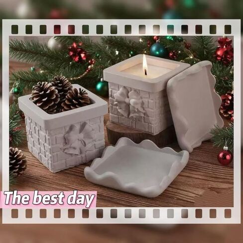 قالب راتنج جرة الثلج مع غطاء، قوالب راتنجات الايبوكسي لعيد الميلاد من السيليكون لصندوق التخزين، حامل الشموع، حاوية المجوهرات in Kuwait