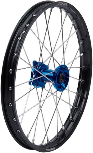 Tusk Impact Complete Wheel - Front 19 x 1.40 Black Rim/Silver Spoke/Blue Hub Compatible with Yamaha YZ85LW 2022-2025/YZ85 2002-2025 in Saudi Arabia