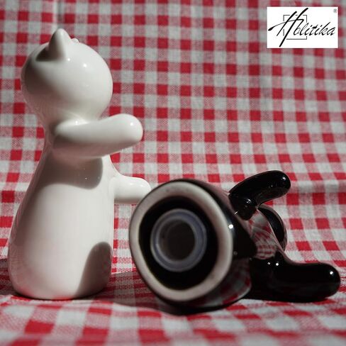 Cat Salt and Pepper Shakers, Cute Hugging Cat Couple Set, White & Black Set, Easy to Refill & Dispense (Seasoning & Spice) - Perfect for Gift, S1 in Saudi Arabia