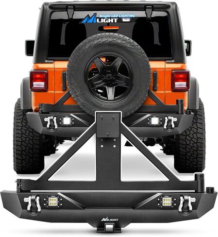 Nilight Rear Bumper & Spare Tire Rack & Hitch Receiver w/2 LED Lights Compatible for 2007-2018 Jeep Wrangler JK for 2007-2018 Jeep Wrangler JK & Unlimited in Saudi Arabia