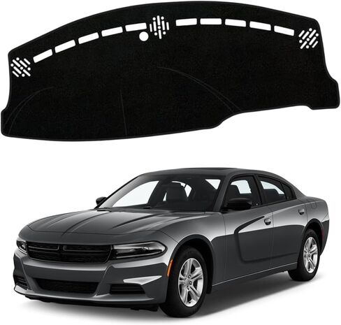 Non-Slip Dash Cover Dashboard Cover Mat Custom Fit Center Console Cover Sunshield Protector Pad Compatible with Dodge Charger 2011 2012 2013-2021 2022 2023 Accessories Pad (Black Trim) in Saudi Arabia