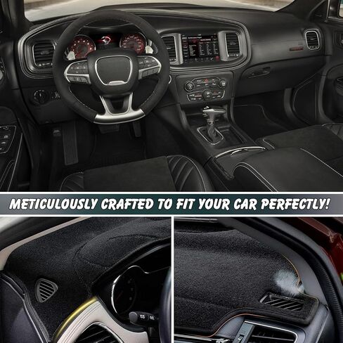 Non-Slip Dash Cover Dashboard Cover Mat Custom Fit Center Console Cover Sunshield Protector Pad Compatible with Dodge Charger 2011 2012 2013-2021 2022 2023 Accessories Pad (Black Trim) in Saudi Arabia