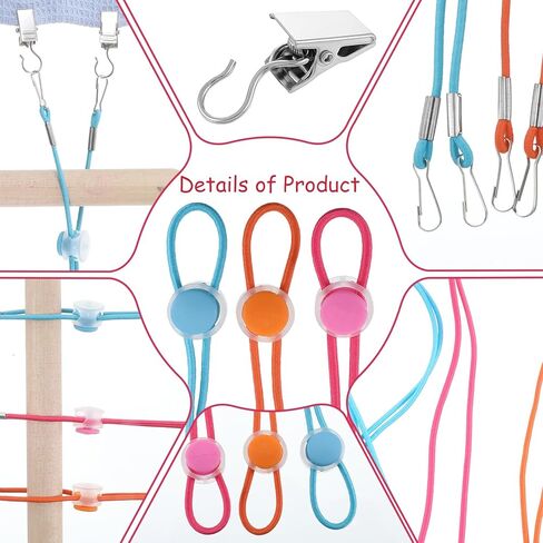 24PCS Cross Stitch Side Clips, Cross-Stitch Fabric Holders, Embroidery Clamps, Adjustable Fastening Clip for Scroll Rod Canvas Polyester and Iron, Blue, Orange, Rose Red in Saudi Arabia