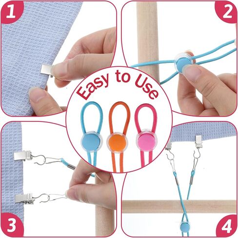 24PCS Cross Stitch Side Clips, Cross-Stitch Fabric Holders, Embroidery Clamps, Adjustable Fastening Clip for Scroll Rod Canvas Polyester and Iron, Blue, Orange, Rose Red in Saudi Arabia