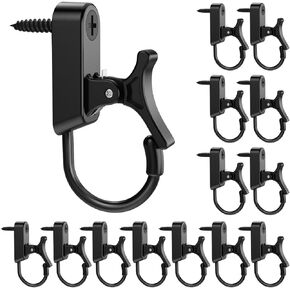 Elrswy Hanger Hooks,String Light Hooks,Screw-in Hooks for Hanging String Lights and Wire,Wind Chimes,Plastic and Steel,Black,20 Pack