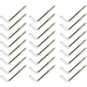 SQXBK 100PCS Screw on Right Angle Hook Square Curved Hook Jewellery Hook Metal Screw Hook Black L Shaped Right Angle Hook for Hanging Basket Hanging Bag Hanging Cup Kitchen Utensil and Ceiling Light