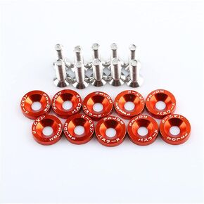 ihreesy Bumper Fender Washer M6,10PCS Billet Aluminum Fender Washer Engine Bay Dress Up Kit Lisence Plate Decor Bolts Fender Bumper Washer Bolt for Most Vehicles,Orange