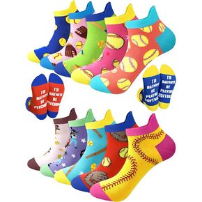 Floraltop 10 Pairs Funny Womens Softball Socks Athletic Cotton Low Cut Ankle Socks Novelty Gift for Women Girls Softball Players Lovers