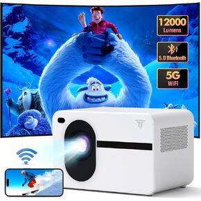 Projector with Wifi and Bluetooth, Wielio Portable Full HD 1080P, 12000 Lumen Home Theater Video Projector, Projector Compatible with iOS/Android/Phone/Laptop/PC/TV/Stick/HDMI/USB/AV/PS5