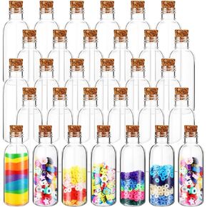 Bokon 30 Pcs 2 oz Sand Art Bottles with Cork Stoppers Clear Potion Bottles with Cork Souvenir Jars Bulk for Souvenir Wish Bottles Home Decoration Room DIY Wedding Party Favors