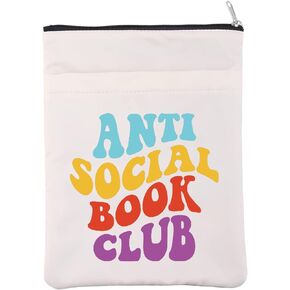 Anti Social Book Club Book Sleeve Book Lovers Gift Book Readers Book Cover Introvert Book Gift Funny Sarcastic Gift Bookish Gift Bibliophile Gift (Anti Social BS)