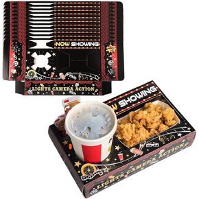 Pecopcock 20 Pcs Movie Night Paper Snack Trays Movie Night Party Favors Cinema Theme Party Birthday Party Supplies Red Carpet Party Family Movie Popcorn&Drink&Candy Box