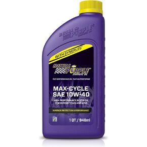 Royal Purple 01315 Max Cycle 10W-40 High Performance Synthetic Motorcycle Oil, 1 Quart (32 Ounces)