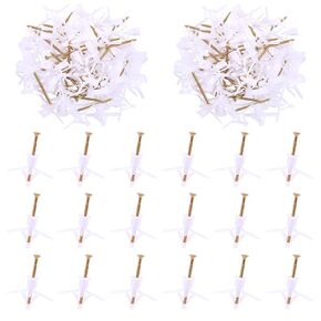 Swpeet 106Pcs Toggle Bolt and Wing Nut with Hollow-Door Drywall Toggle Anchors Assortment Kit, Zinc Hollow-Wall Anchor Self-Drilling Drywall Anchors with Phillips Screws - 1/8 Inch, 3/16Inch, 1/4Inch