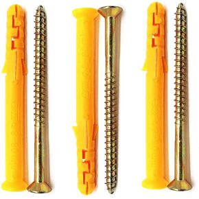 20set 8 x 60mm Ribbed Plastic Drywall Anchor Kit-Wall Anchors with Screws-Plastic Self Drilling Drywall Ribbed Anchors Assortment with Screws(Φ8-60mm,20set,M5 x 60)