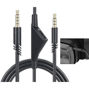 Knomix 2M 6.5 Feet Replacement Headset Cable with Volume Control for Astro A10/ A30/ A40, Headset Cord Lead for PS5/ PS4/ Xbox Series X&S/Xbox One - Black (Black)