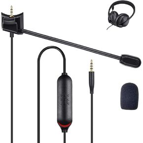 Tobysome QC45 Boom Microphone Cable Cord,Detachable Boom Microphone Cable with Mute Switch Compatible with Bose QuietComfort 45 Noise Cancelling Headphones for PC PS4 PS5 Xbox One Controller(4FT)