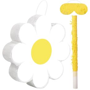 Aoriher Daisy Flower Pinata Set Include Bat Blindfold Confetti Tassel Flower Pinata Daisy Hippie Boho Pinata for Birthday Baby Shower Gender Reveal Wedding Floral Party Supplies (Daisy Flower)