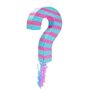 Juvale Pull String Gender Reveal Question Mark Pinata, Boy or Girl Baby Shower Party Supplies (17 x 11 x 3 In)