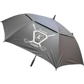 Super E Caddy Umbrella, Windproof Semi Automatic Umbrella, with Double Canopy, 60" Diameter, Big Golf Course Umbrella, Unisex