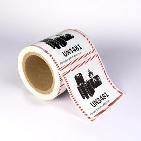 Lithium Ion Battery Caution Labels, 4.75"" x 4.33"" Adhesive Stickers (UN3480, 250 Labels), White