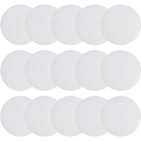MECCANIXITY Plastic Mesh Canvas Sheet 7.7cm/ 3" White Round Blank Canvas for Embroidery Needlepoint, Knit Crochet Mesh, Pack of 15