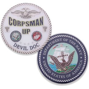 عملة تحدي Navy Corpsman - عملة Corpsman Up Navy DOC العسكرية - عملة تحدي مرخصة رسميًا - صممها قدامى المحاربين العسكريين!