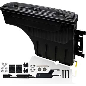 Htostar Racing Truck Bed Storage Tool Box Compatible with Ford F-150 2015-2021 Lockable Waterproof and Durable Truck Bed Storage Toolbox Swing Case Driver Side Black