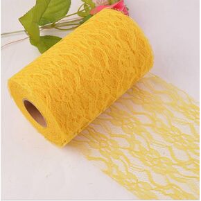 25 Yards 6 inch Wide Flower Pattern Lace Trim Lace Ribbon for Table Runner & Chair Bow Ties (25 Yard, White)