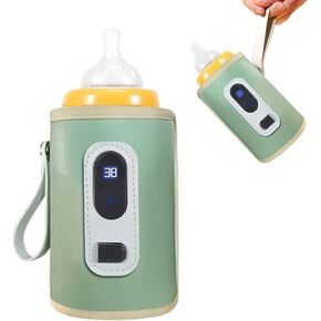 Baby Bottle Warmer Temperature Adjustable USB Baby Milk Warmer with Digital Display Electric Warming (Green)