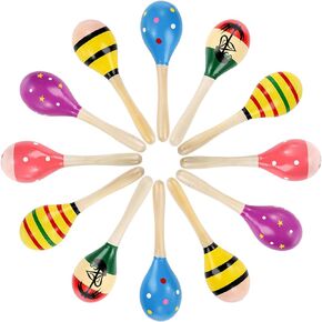 Hedume 12 حزمة من Maracas الخشبية للمهرجانات، 8 بوصات لتزيين حفلات الكرنفال Maracas، لعبة مطرقة رملية شاكر لهدايا الحفلات، المرح الموسيقي، حفلات أعياد الميلاد، الكرنفالات