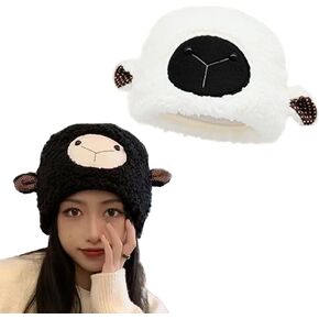 ZffXH 2 قطعة من قبعات الحيوانات الضأن الخراف اللطيفة الدافئة للنساء والرجال المضحكة للهالوين والشتاء للبالغين in Kuwait