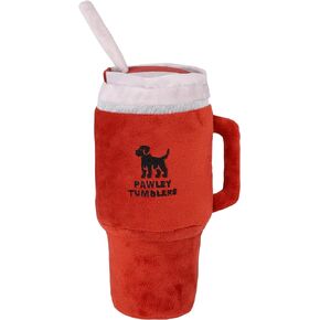 Crinkle & Squeak Dog Toy - Stanley Cup Inspired, Soft Plush, for Medium & Large Dogs (Pink)