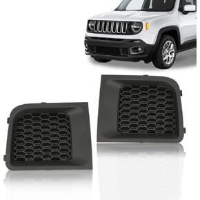 PIT66 Bumper Cover Grille, Compatible with 2015 2016 2017 Jeep Renegade Front Left & Right Black