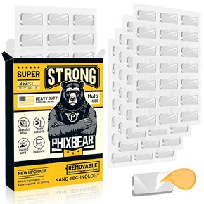 PHIXBEAR Large Mounting Putty No Residue, Double Sided Tape Glue Dots Clear Museum Sticky Tack, Picture Hanging Strips Fixed Posters Decor Art Craft Party, 0.39 x 0.78 in (252 Pcs)