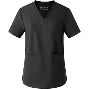 Ubon Scrubs Top for Women, V Neck Medical Uniform Shirts, Soft Stretch Workwear Easy Care with 4 Pockets